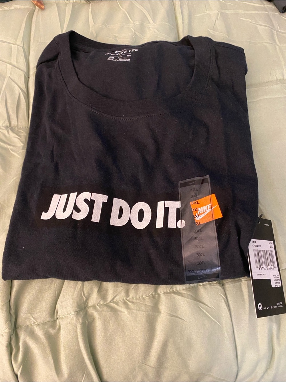 Nike Men’s Black T-Shirt with White "Just Do It." Logo